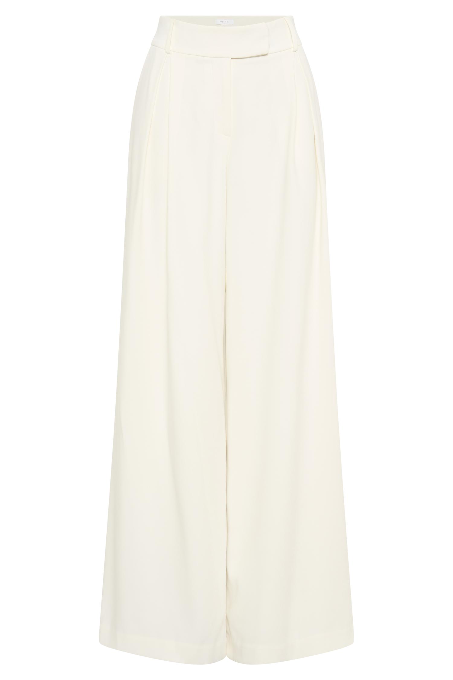 Jacqueline Pleated Wide Leg Pants - Ivory Product Image