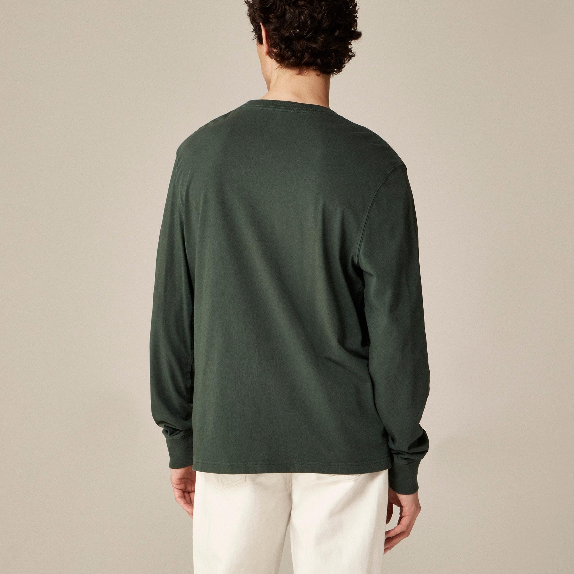 Long-sleeve vintage-wash cotton pocket T-shirt Product Image