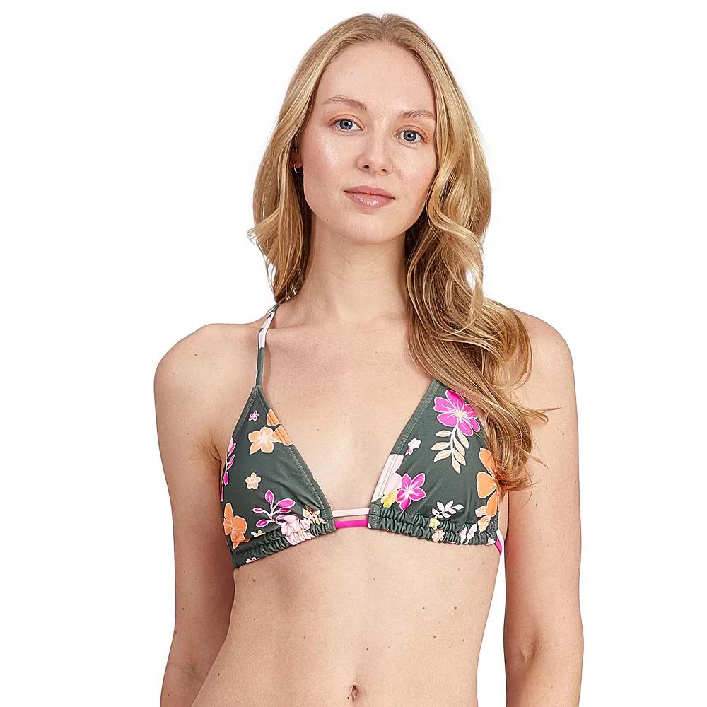 Juniors' Cyn & Luca Tropical Tess Triangle Bikini Top, Women's, Size: Medium, Green Product Image