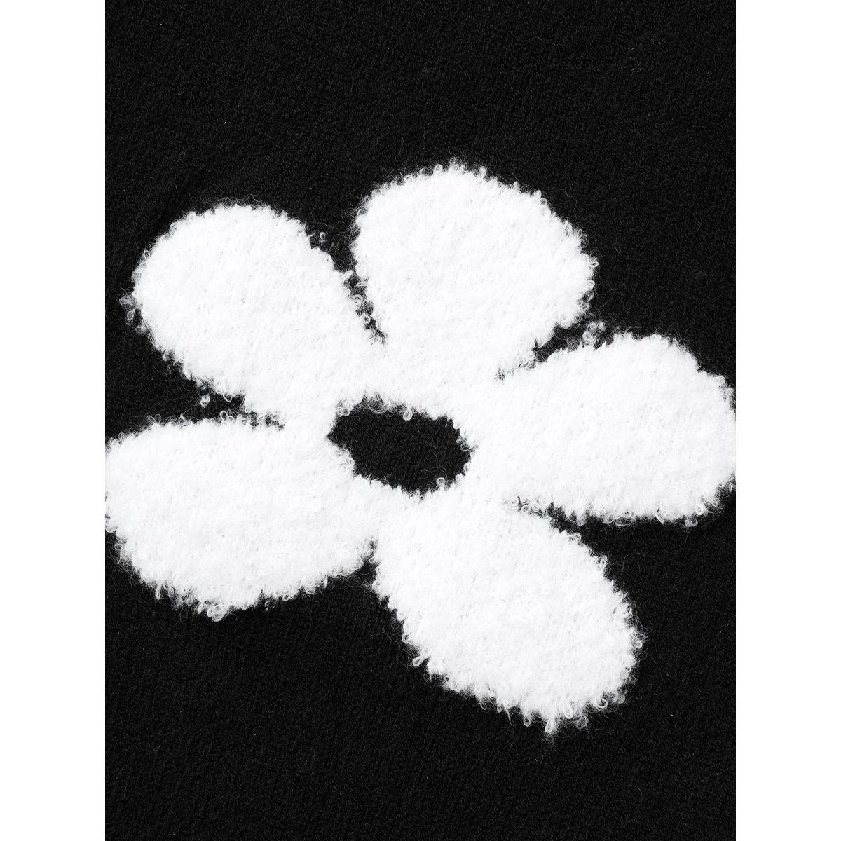 Plus Size Floral Jacquard Drop Shoulder Sleeve Cardigan Black Women Casual Loose Long Sleeve Everyday Cardigans BloomChic 14-16/1X Product Image