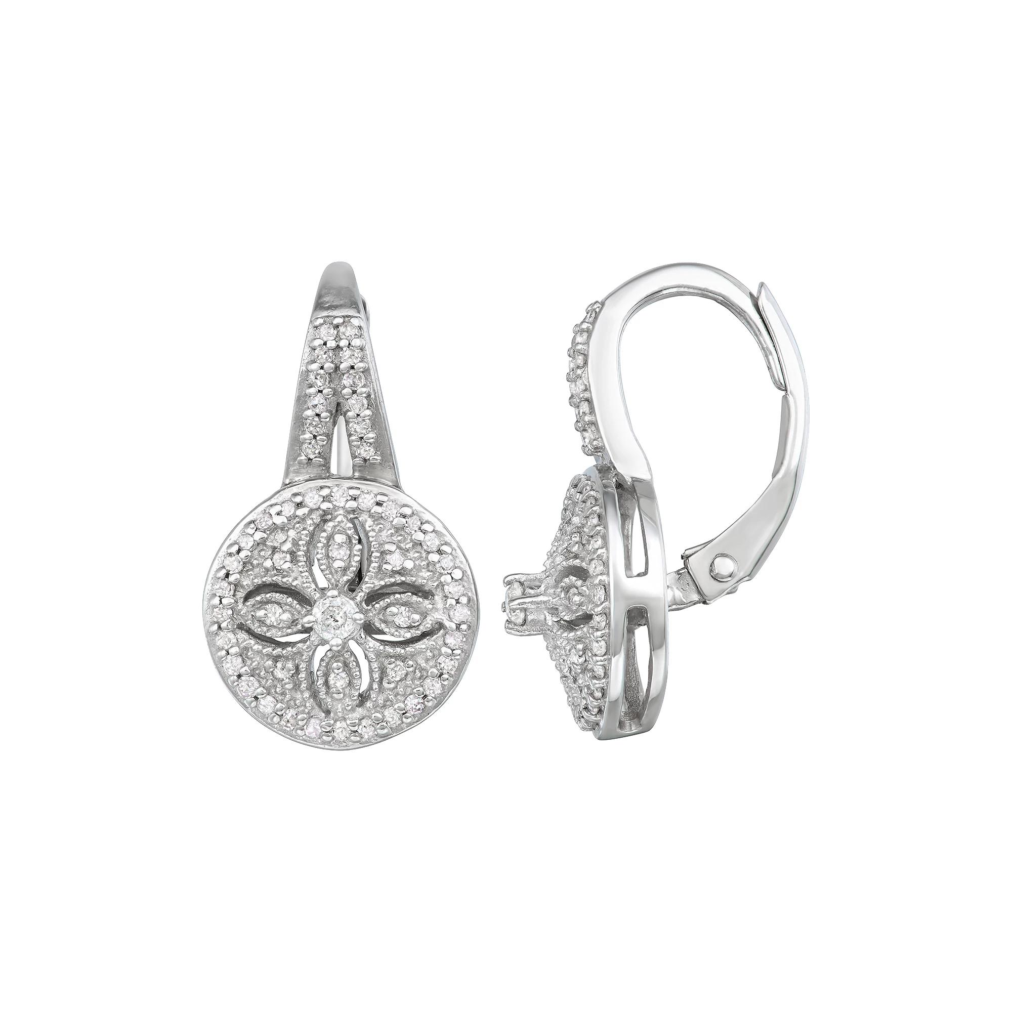 Jewelexcess Sterling Silver 1/4 Carat Diamond Hoop Earrings, Women's Product Image