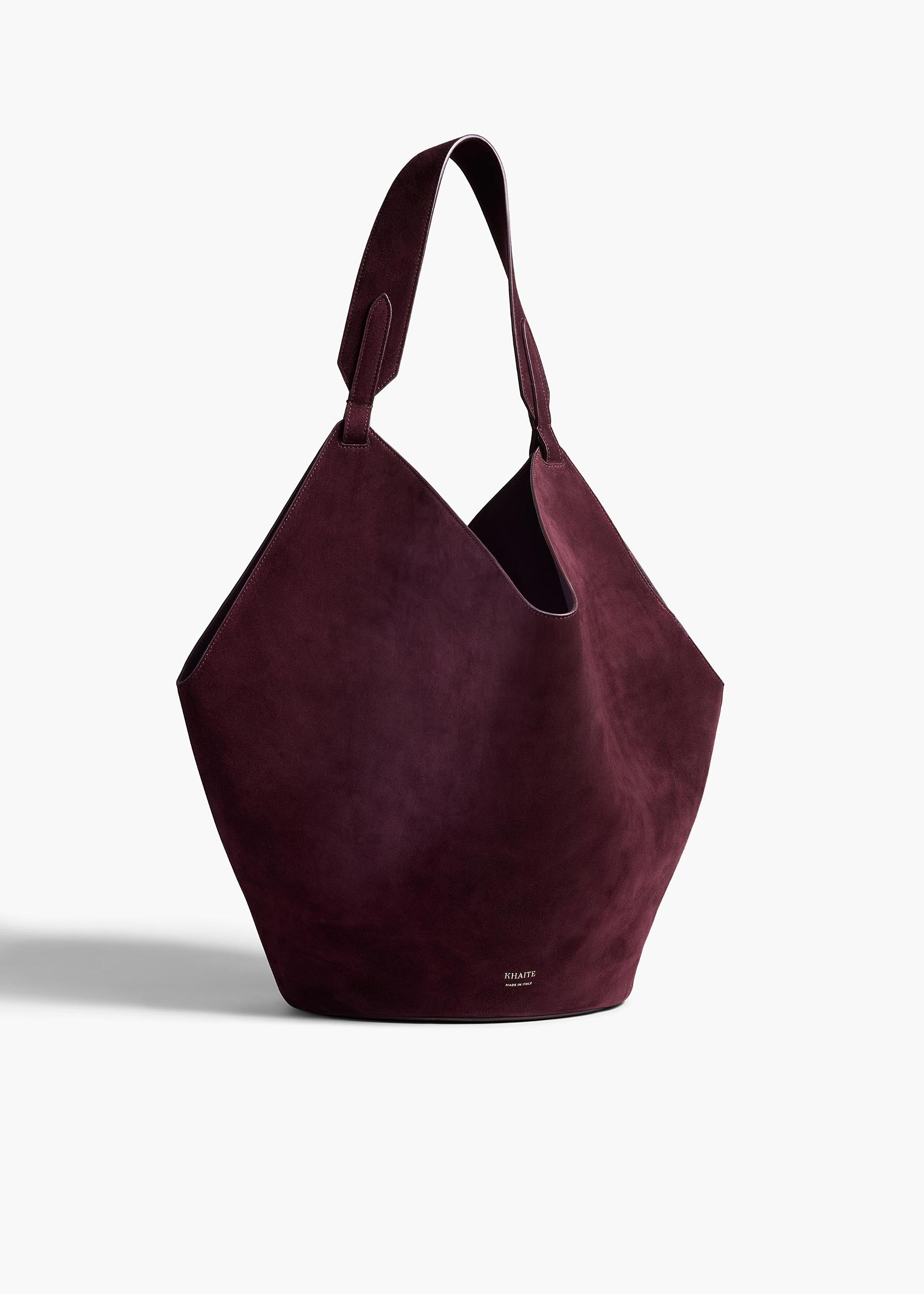 Medium Lotus Tote in Rouge Noir Suede Product Image