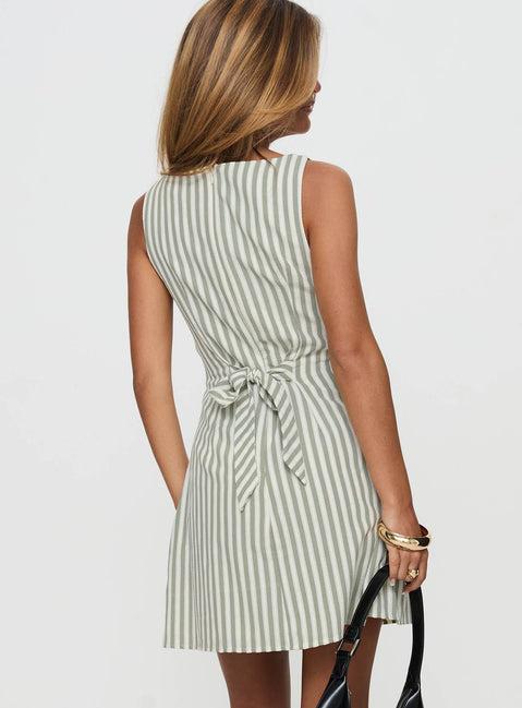 Alfalfa Shift Mini Dress Green Stripe Product Image