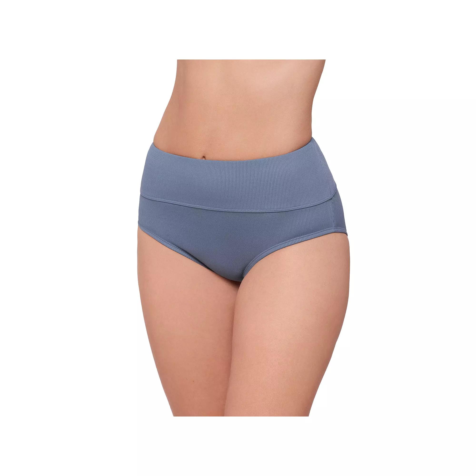 Women's Eco Beach Ribbed High Waist Swim Briefs,  Product Image