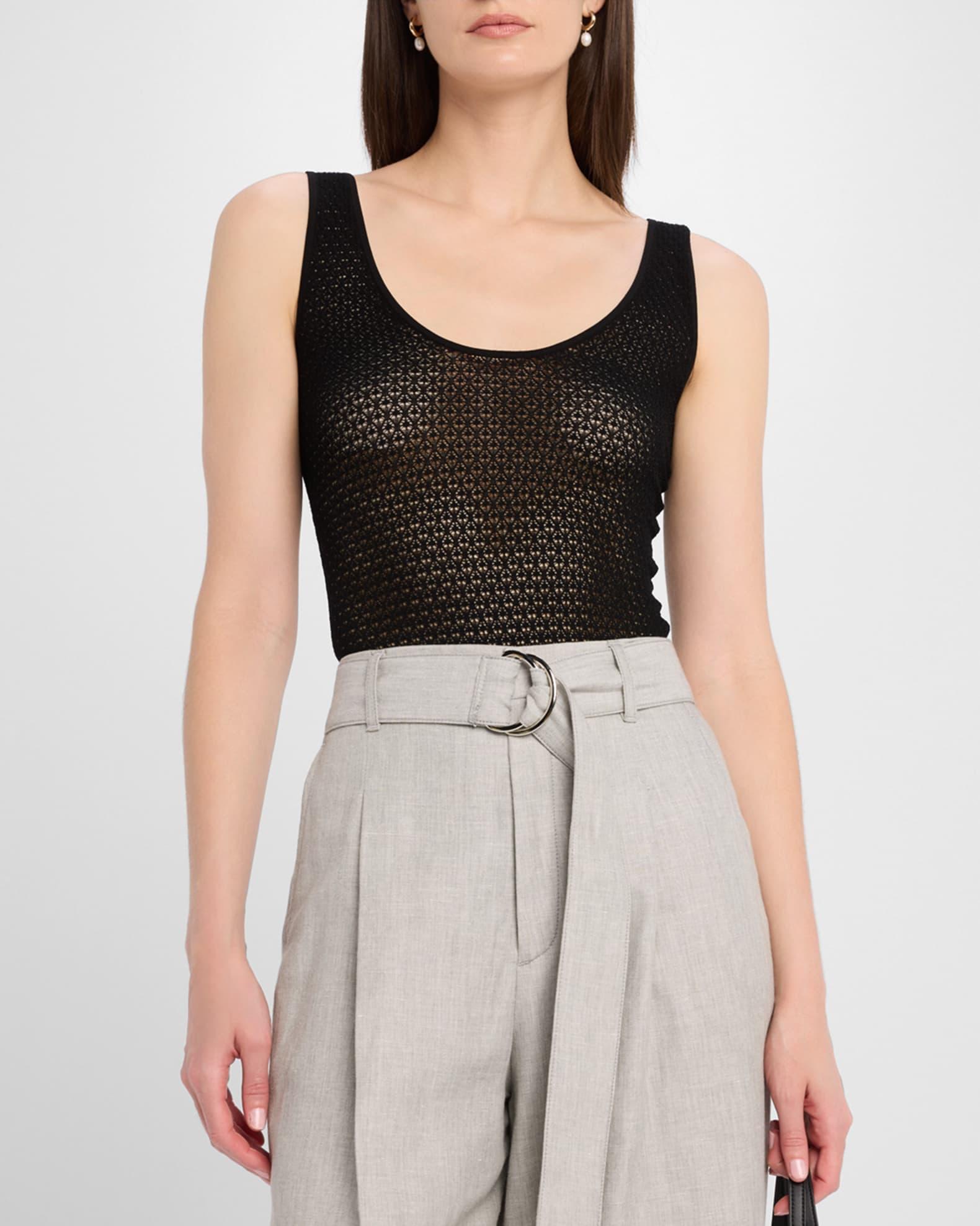 Scoop-Neck Lace Knit Bodysuit Product Image