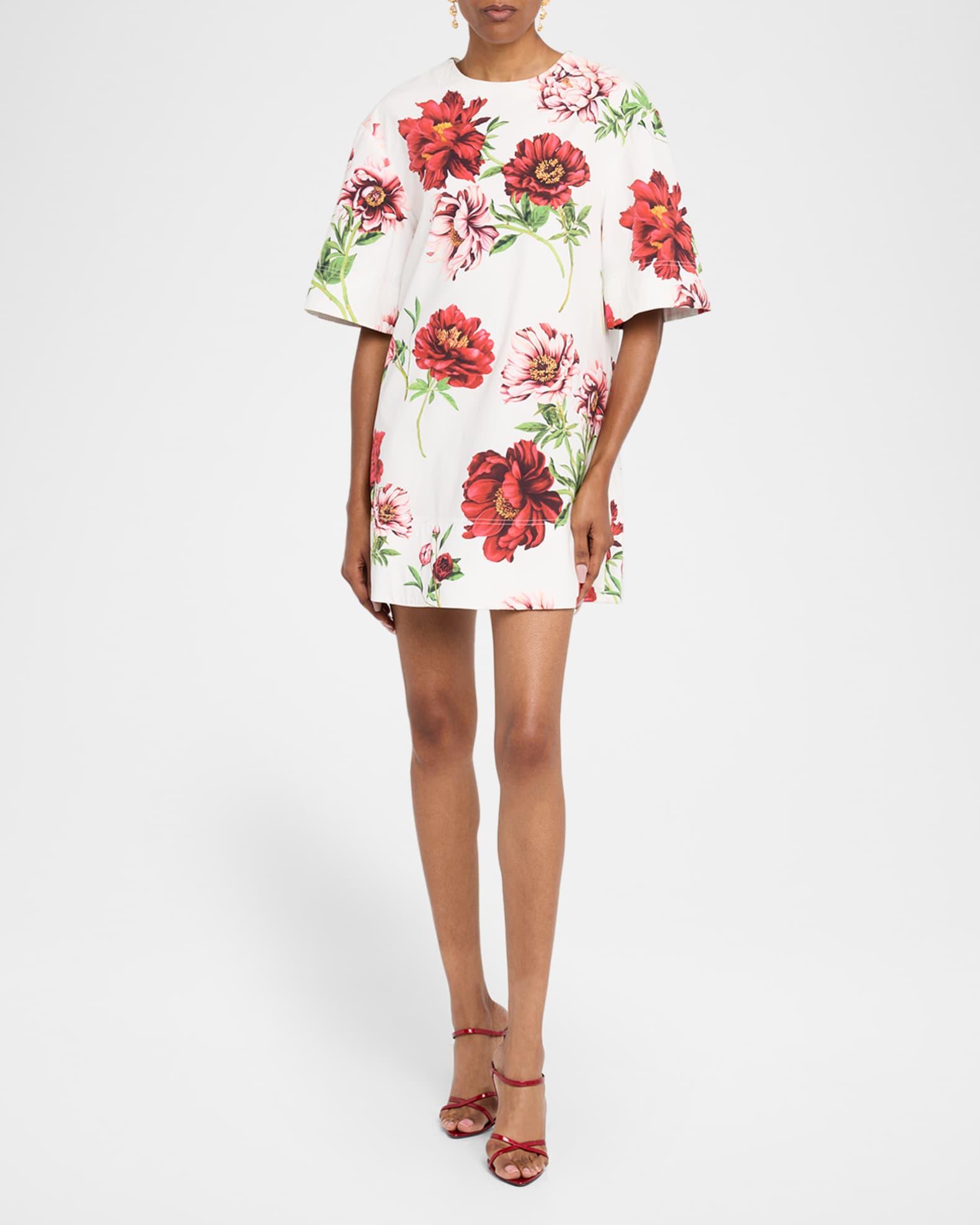 Peony Printed Poplin Shift Dress Product Image