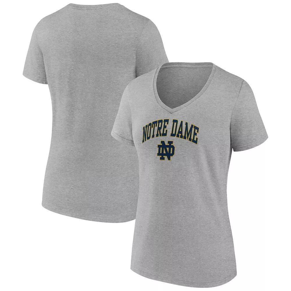 Women's Fanatics Branded Heather Gray Notre Dame Fighting Irish Evergreen Campus V-Neck T-Shirt, Size: Medium, Grey Product Image