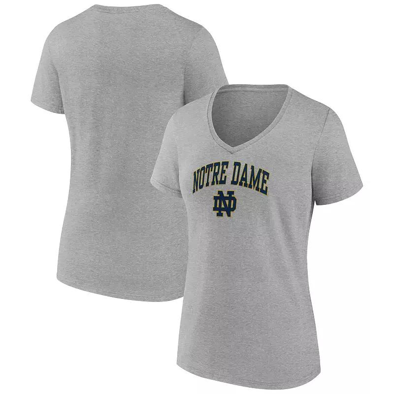 Women's Fanatics Branded Heather Gray Notre Dame Fighting Irish Evergreen Campus V-Neck T-Shirt, Size: Medium, Grey Product Image