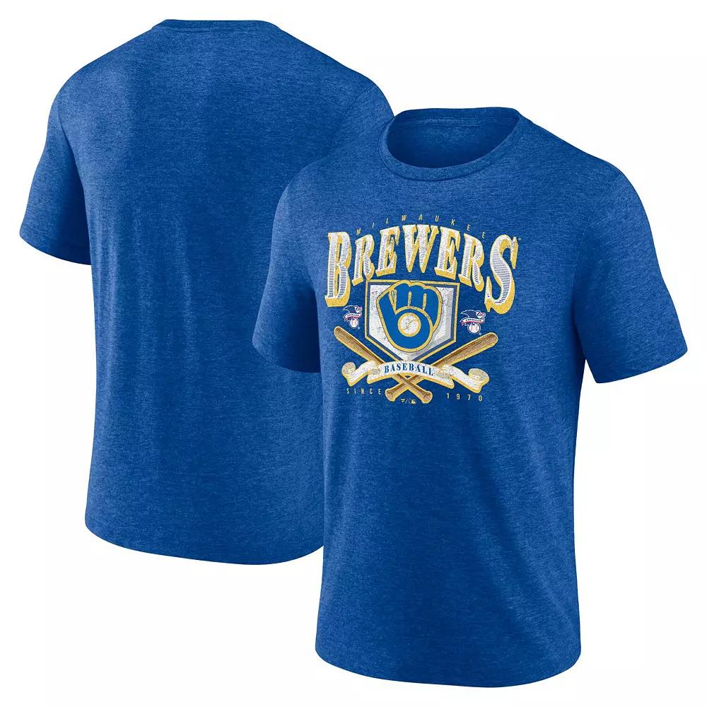 Men's Fanatics Branded Heather Royal Milwaukee Brewers Home Team Tri-Blend T-Shirt,  Product Image