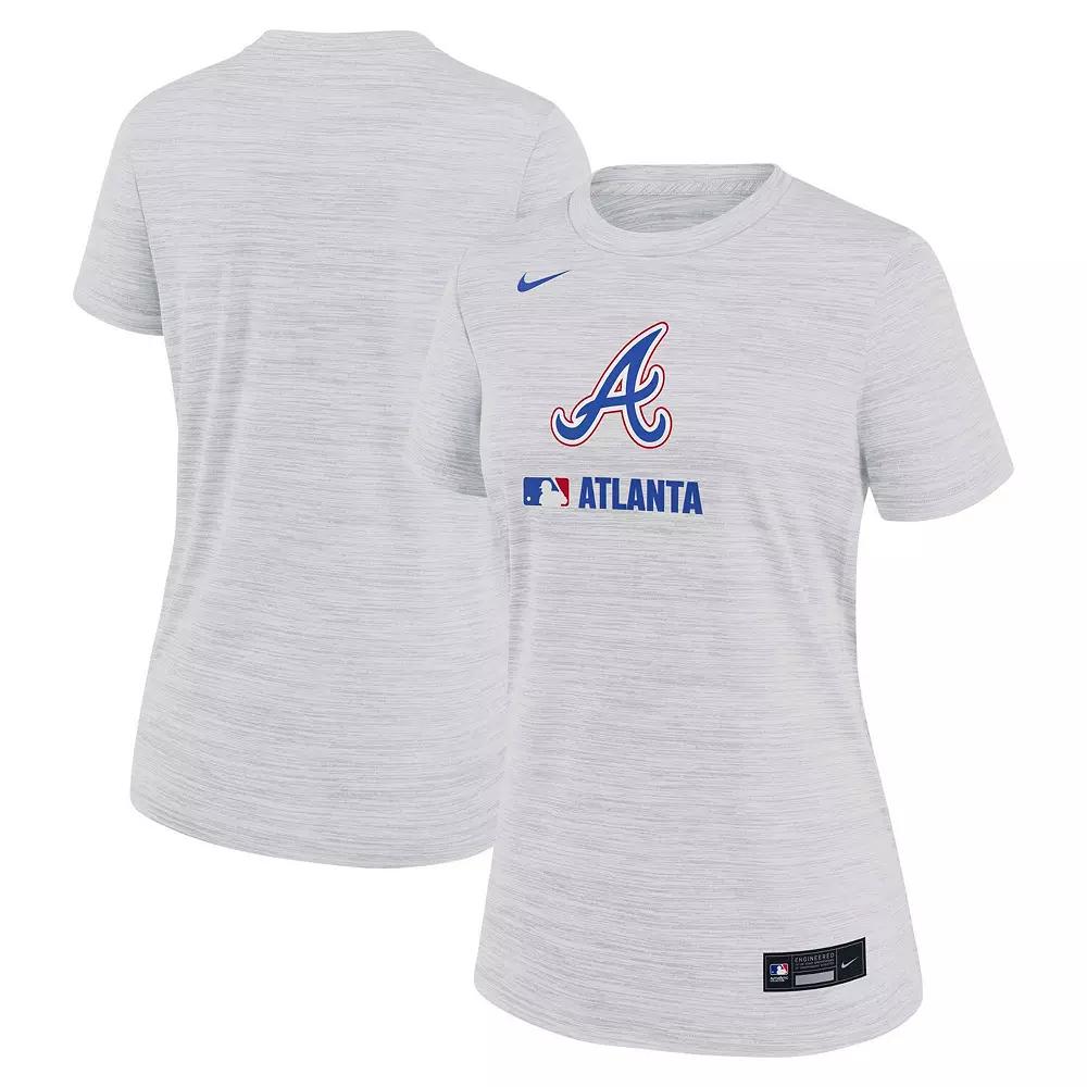 Women's Nike Ash Atlanta Braves Authentic Collection City Connect Velocity Performance T-Shirt,  Product Image