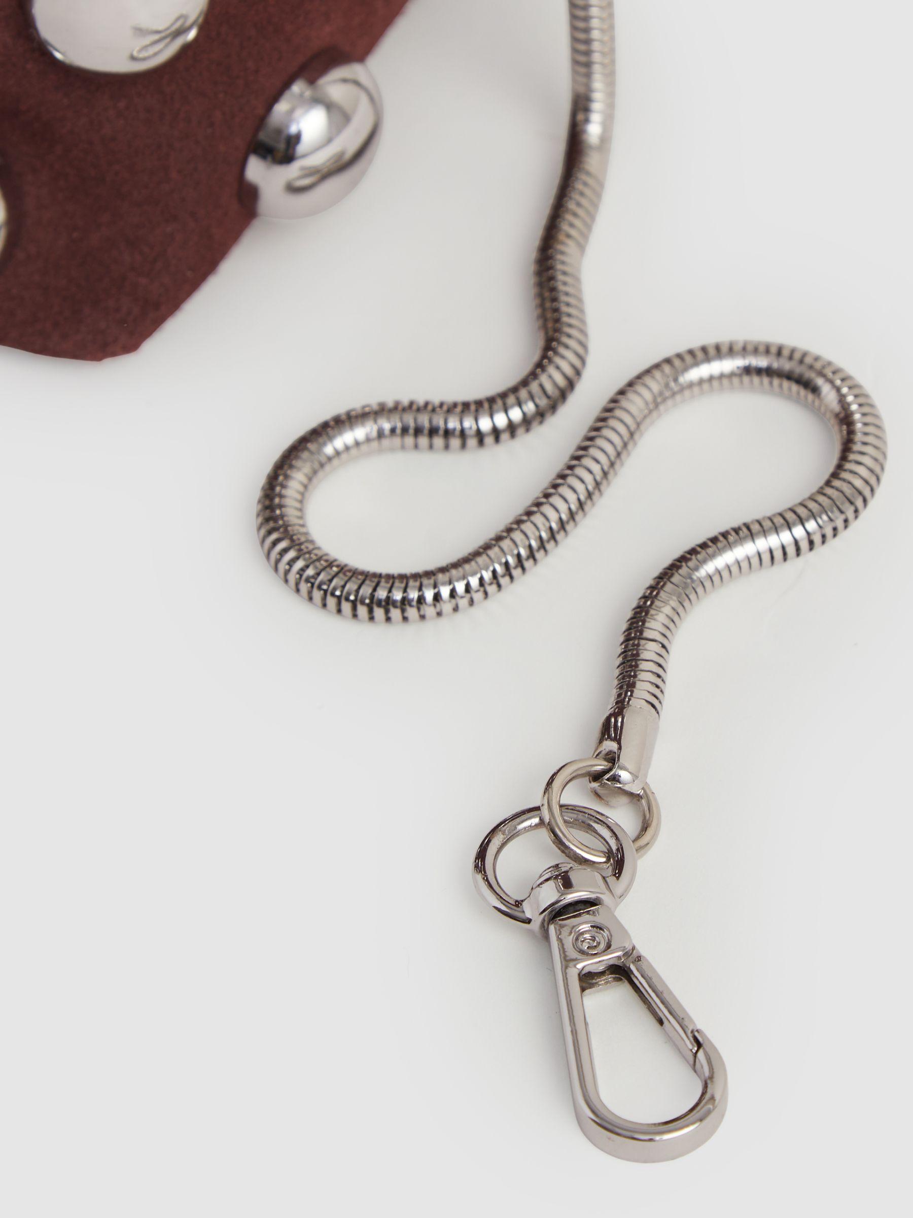 Suede Studded Shoulder Bag in Oxblood Product Image