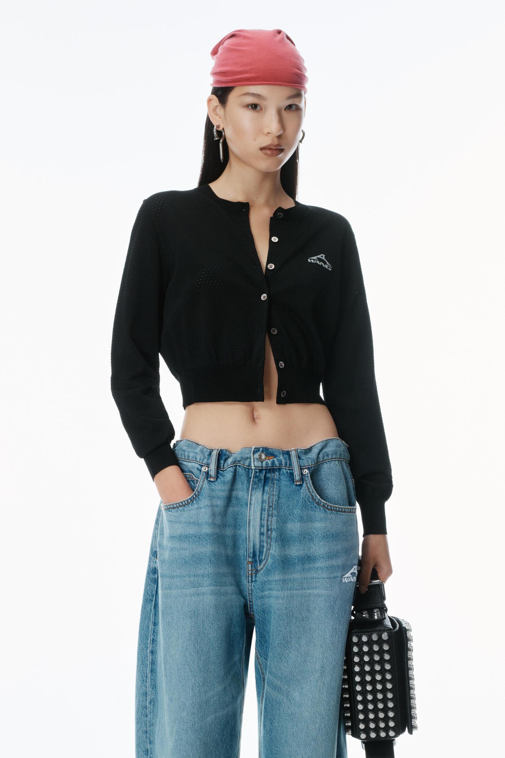 Cropped Athletic Mesh Cardigan Product Image