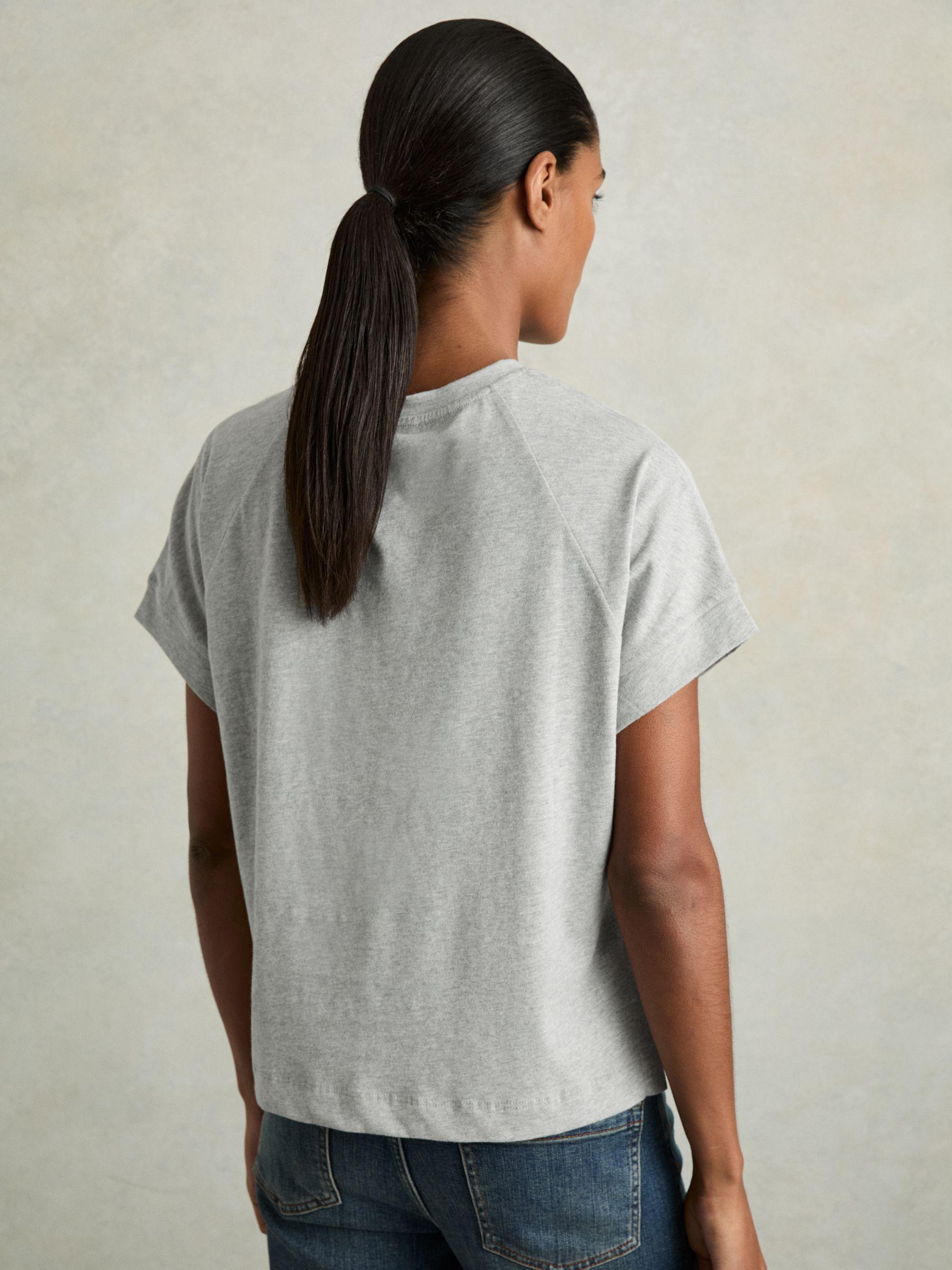 Cotton Crew Neck T-Shirt in Grey Marl Product Image