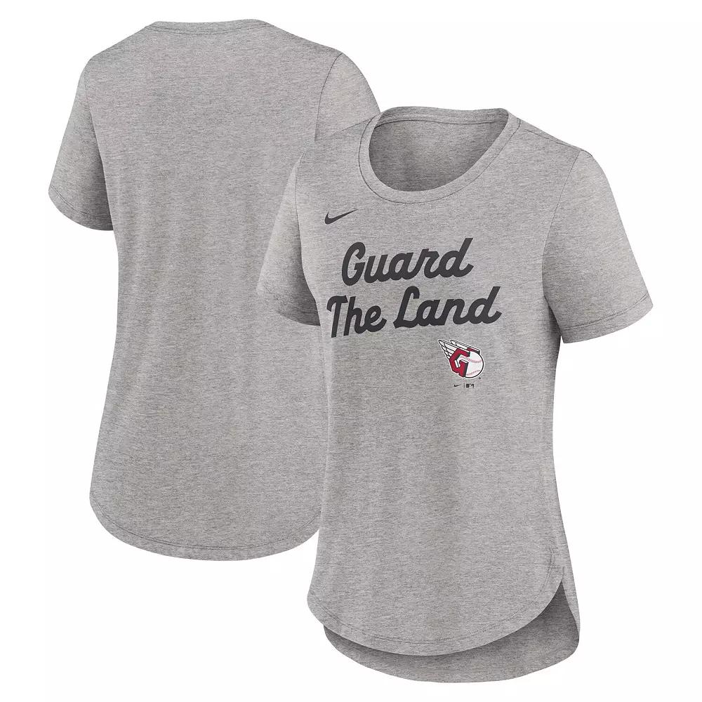 Women's Nike Heather Gray Cleveland Guardians Script Tri-Blend T-Shirt,  Product Image