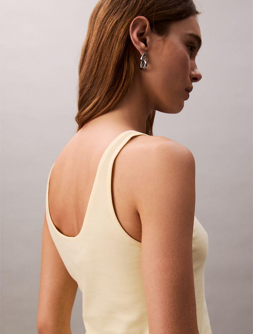 Calvin Klein Womens Liquid Cotton Scoop Tank Top - White Product Image