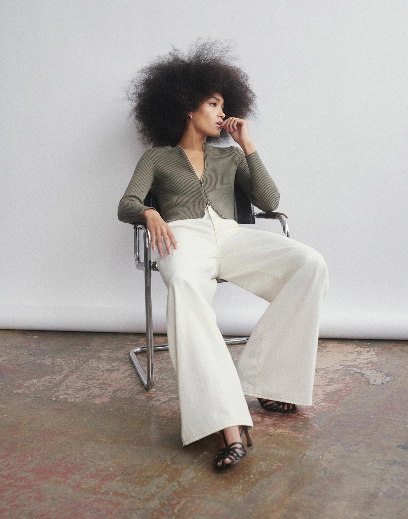 Wide Sweep Denim Trousers Product Image