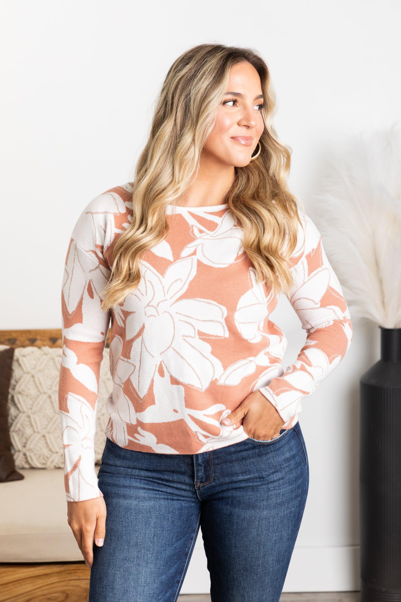 Floral Pullover Knit Sweater Top Product Image