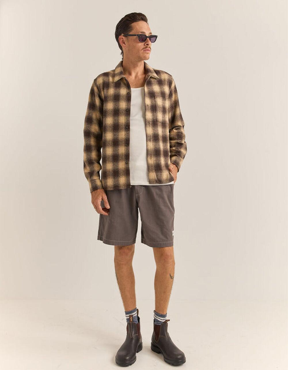 RHYTHM Plaid Mens Flannel - BROWN Product Image