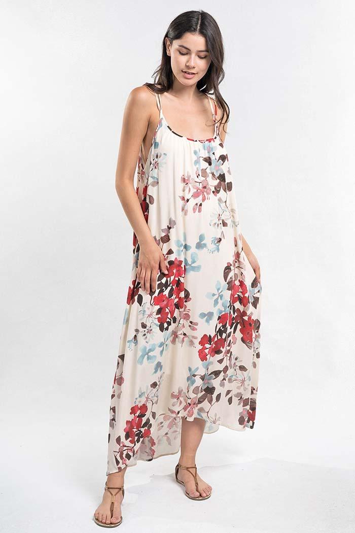 Floral Strappy Back Maxi Dress Product Image