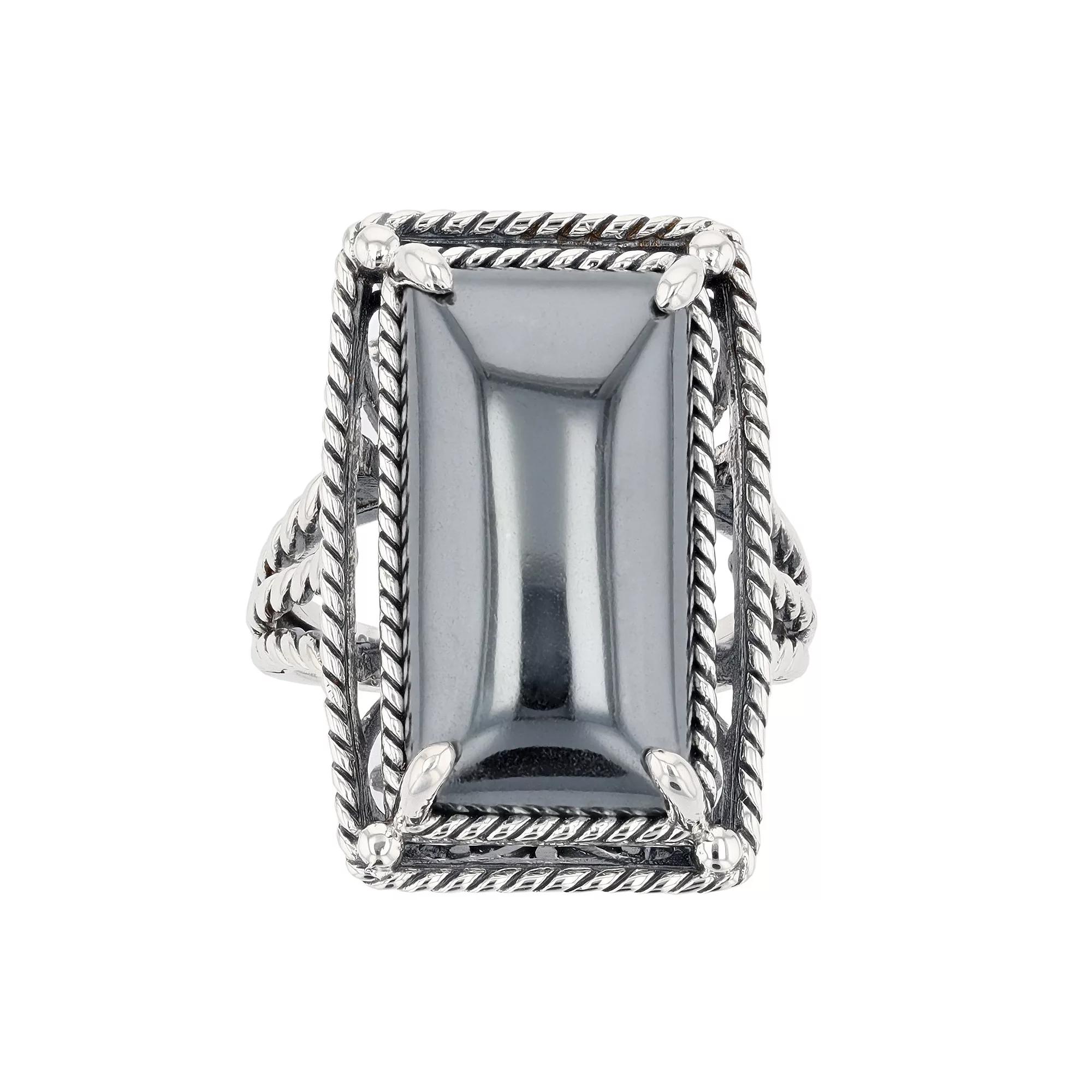 SIRI USA by TJM Sterling Silver Hematite Cushion Link Ring, Women's, Size: 6 Product Image