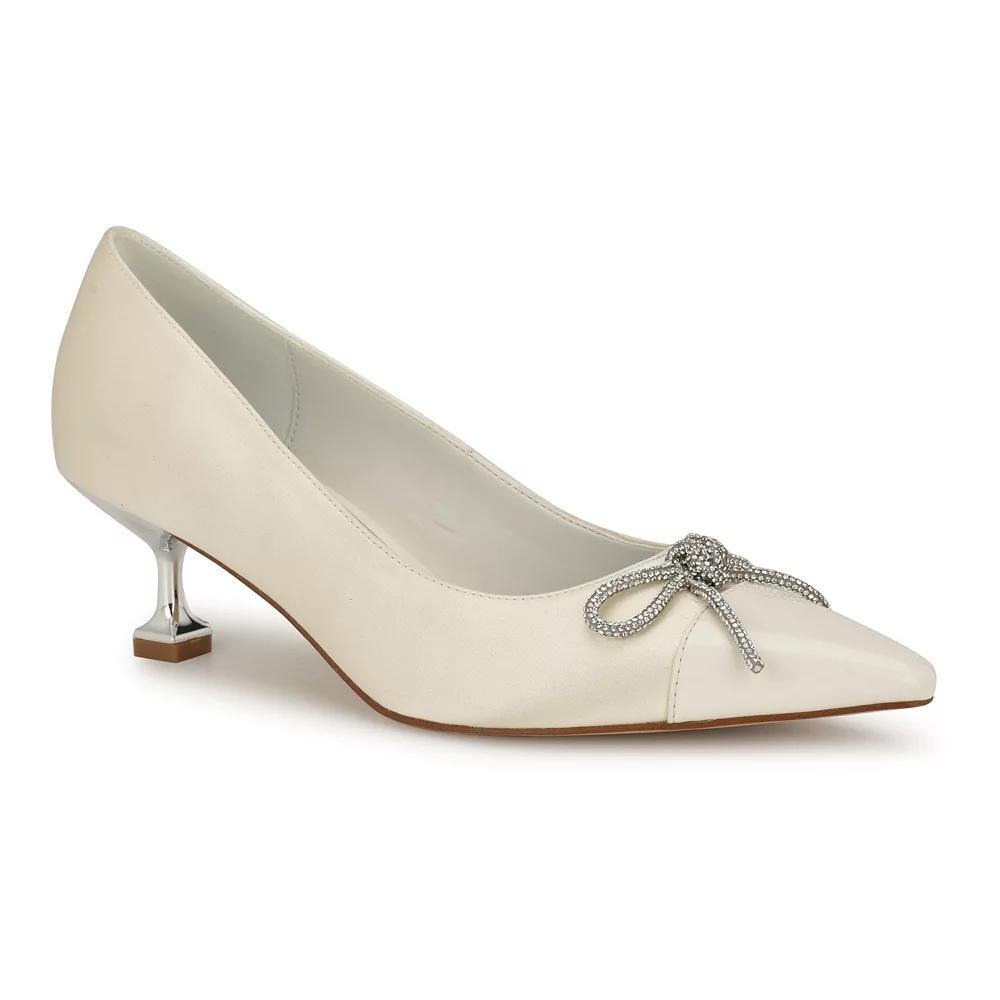 Nine West Wendon Womens Bridal Tapered Heel Slip-On Dress Pumps Product Image