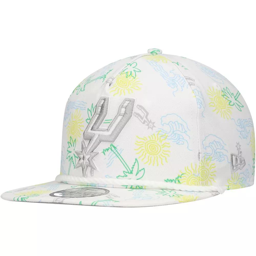 Men's New Era White San Antonio Spurs Palm Trees and Waves Golfer Adjustable Hat Product Image