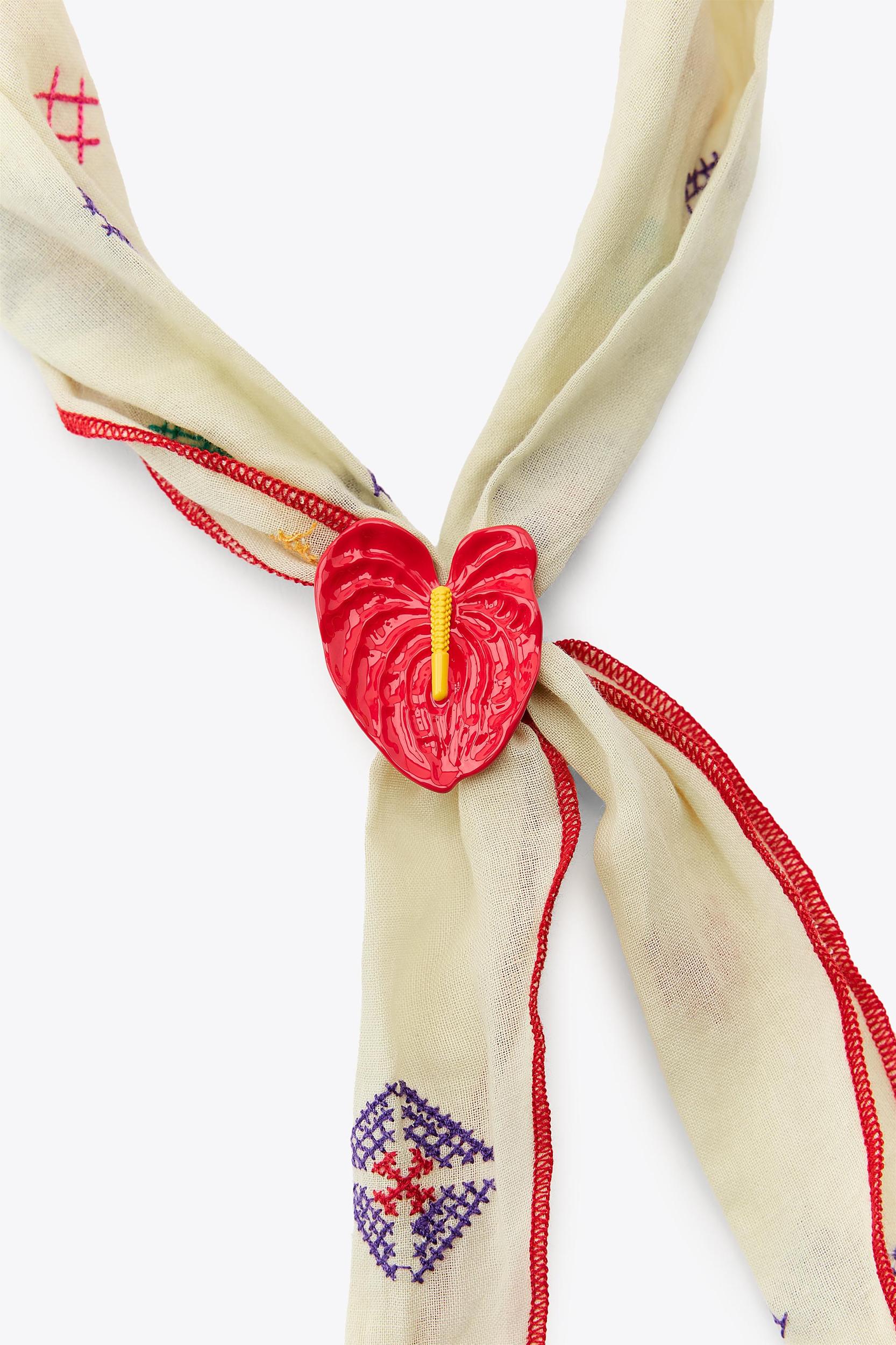 EMBROIDERED BANDANA WITH METALLIC FLOWER Product Image