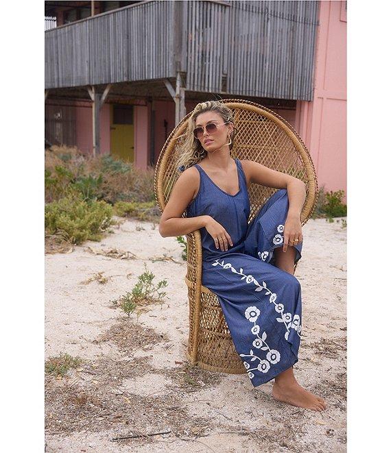 Talisman Temple Floral V-Neck Sleeveless Wide Leg Jumpsuit Product Image