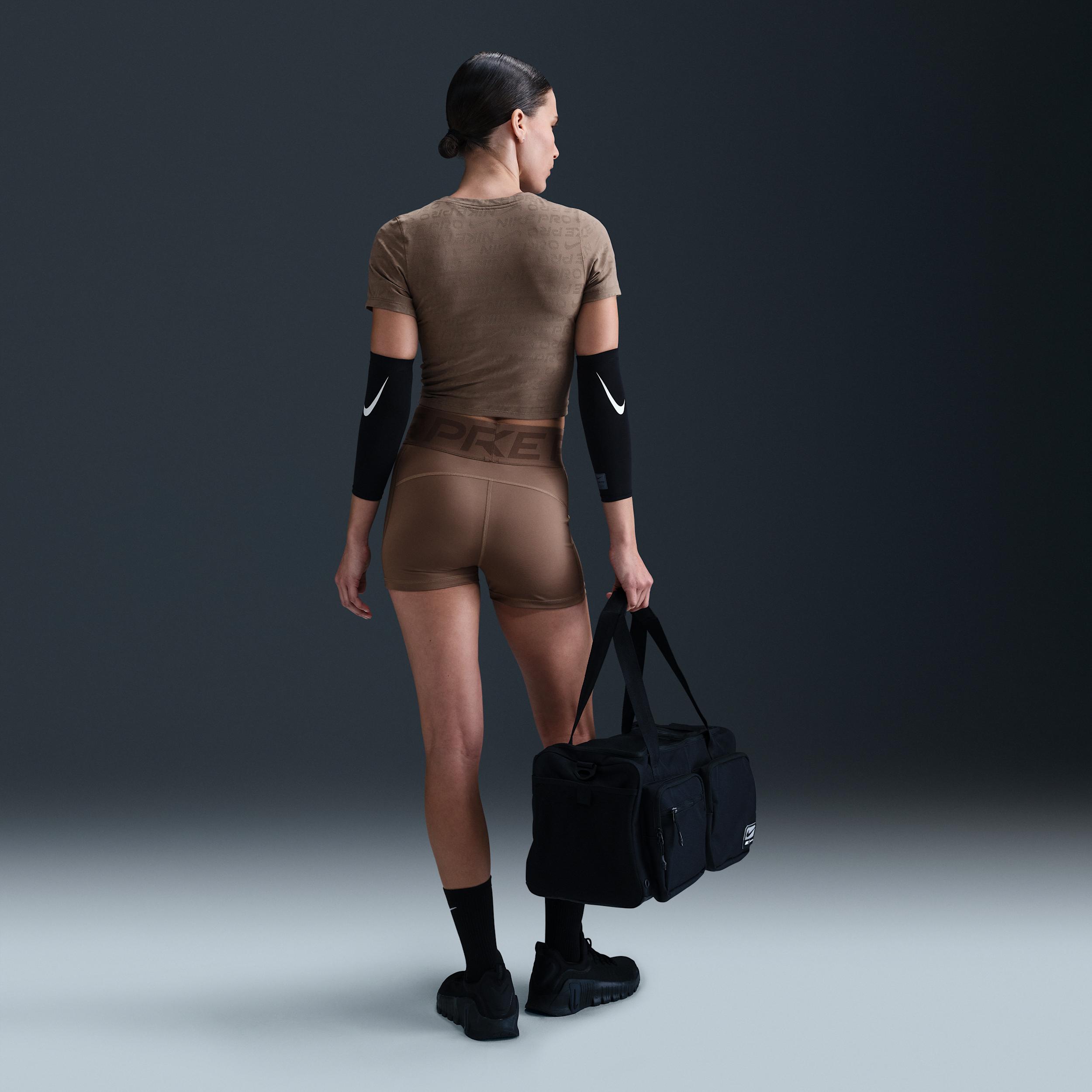 Womens Nike Pro Dri-FIT Short-Sleeve Cropped Jacquard Top | HJ2285-214 Product Image