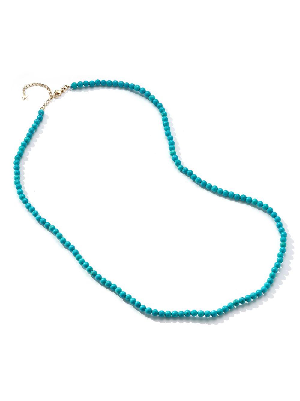 14K yellow gold beaded turquoise necklace Product Image