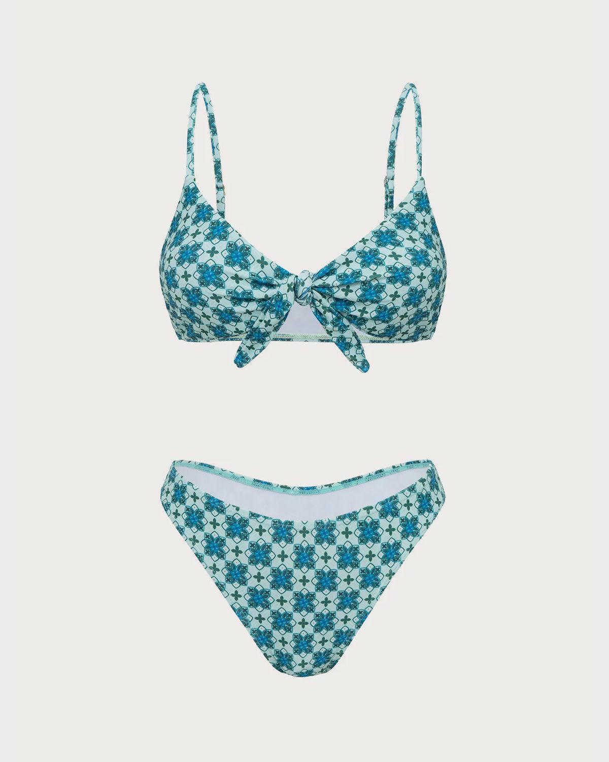 Green Twist Vintage Print Bikini Set Product Image