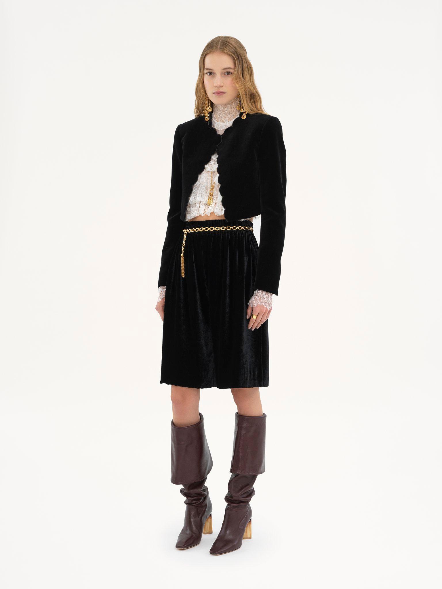 Fluid bermuda shorts in velvet Product Image