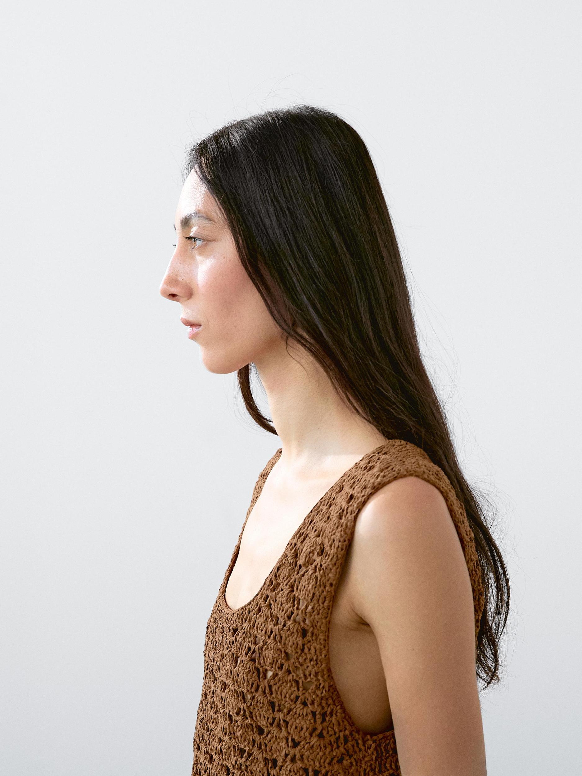 Suede leather crochet top Product Image