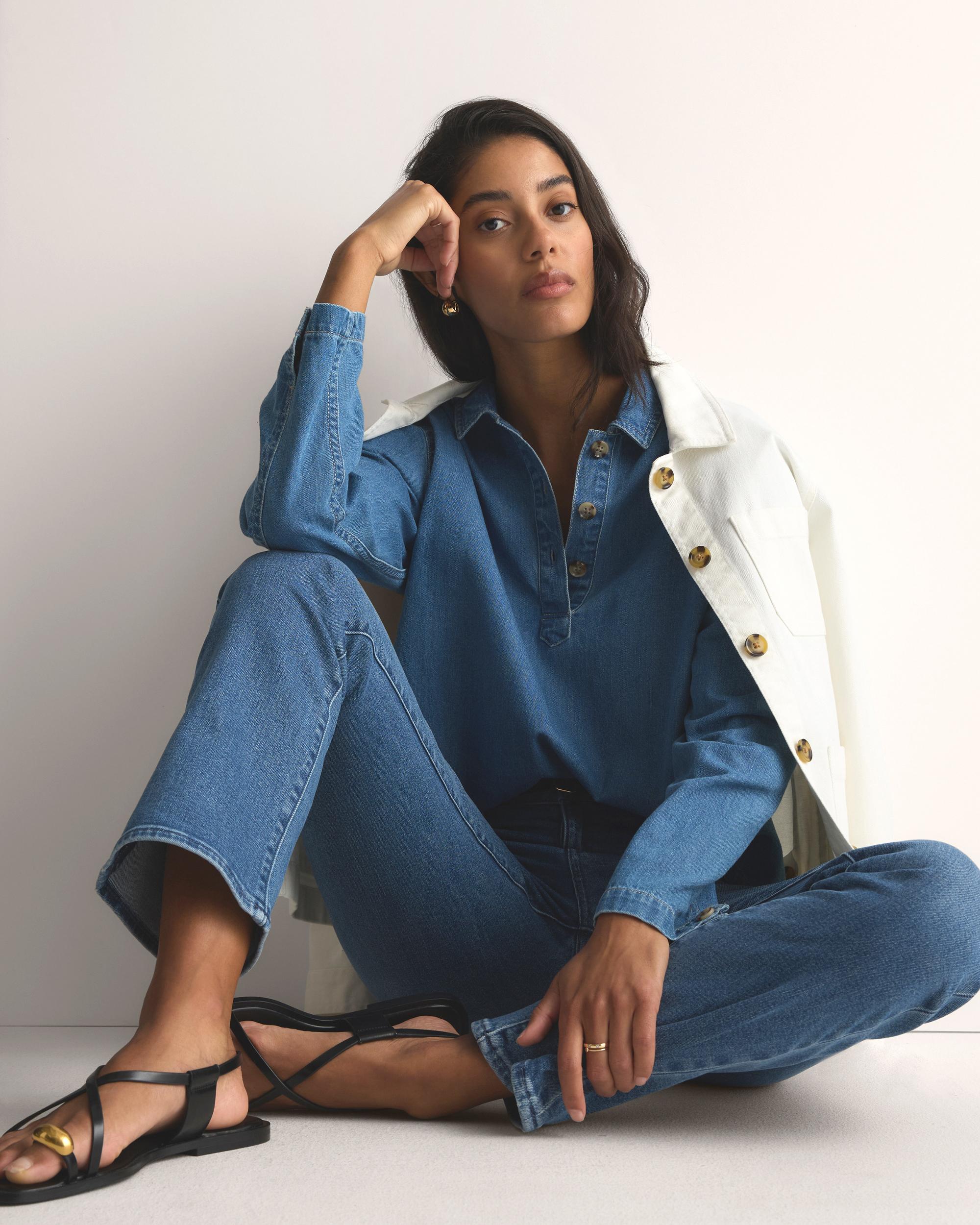 Quince | Women's Bella Stretch Kick Flare Jeans Organic Cotton Product Image