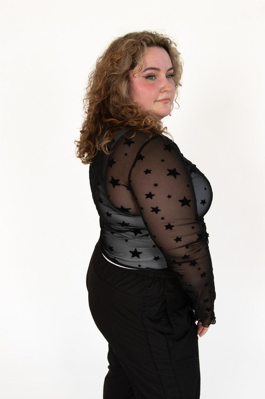 Extended Sizes Mesh Star Long Sleeve Product Image