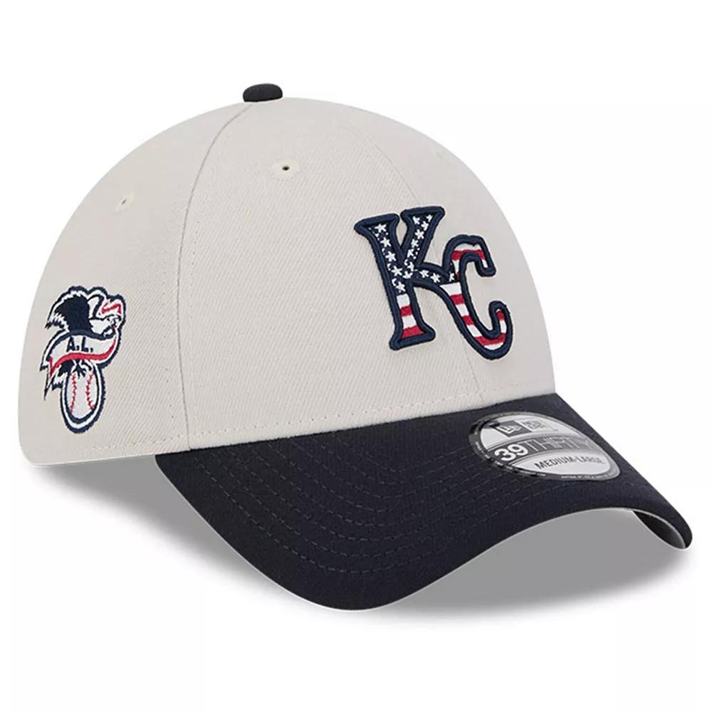 Men's New Era  Khaki/Black Kansas City Royals 2024 Fourth of July 39THIRTY Flex Hat, Size: Small/Medium, Beig K Product Image