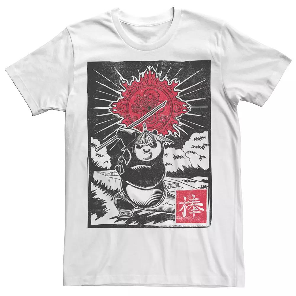 Men's Kung Fu Panda Master Po Action Pose Woodcut Poster Tee,  Product Image