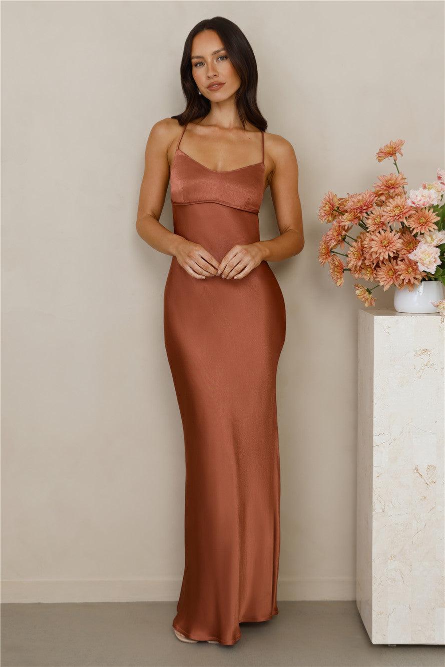 The Samara Satin Maxi Dress Copper Product Image