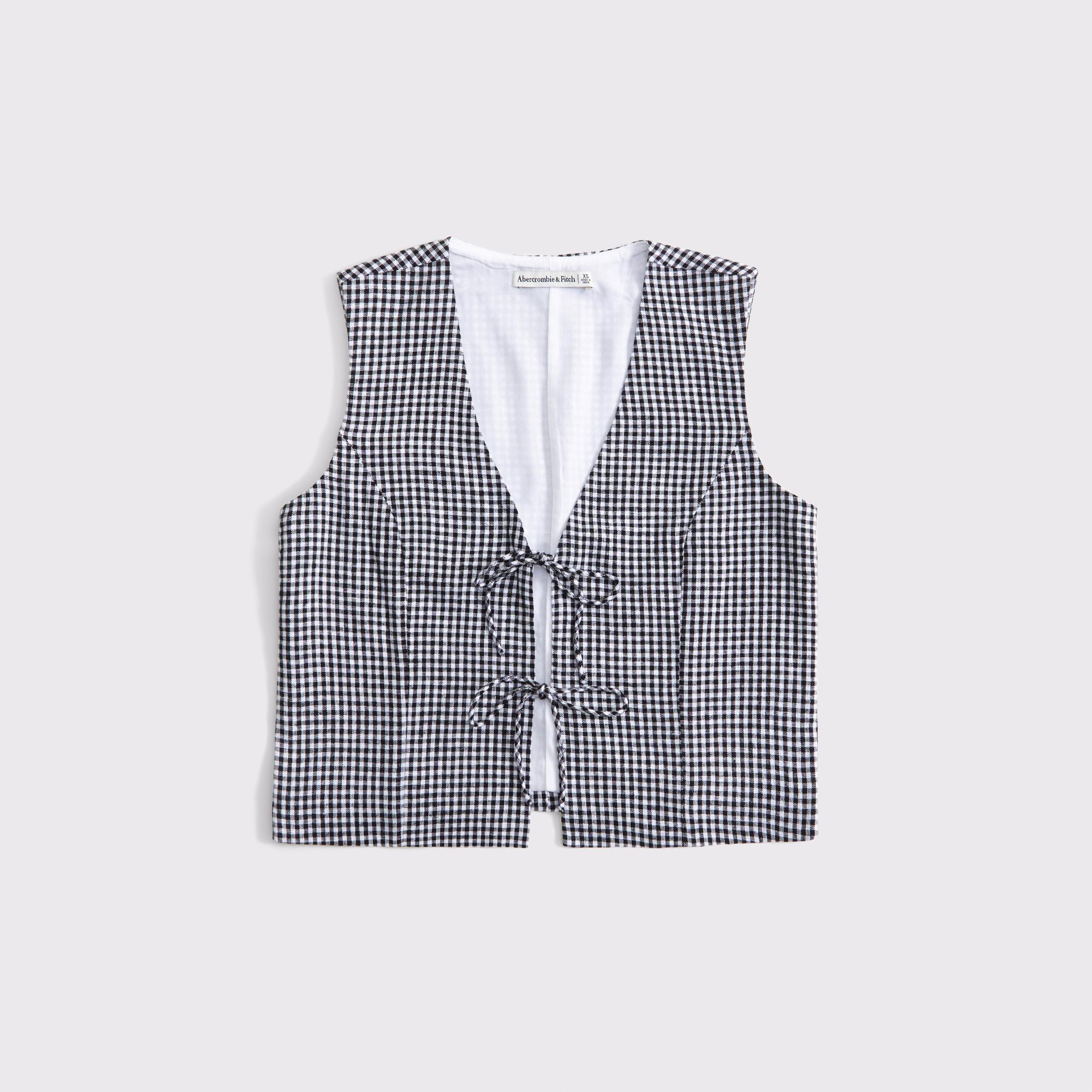 Tie-Front Linen-Blend Vest Product Image