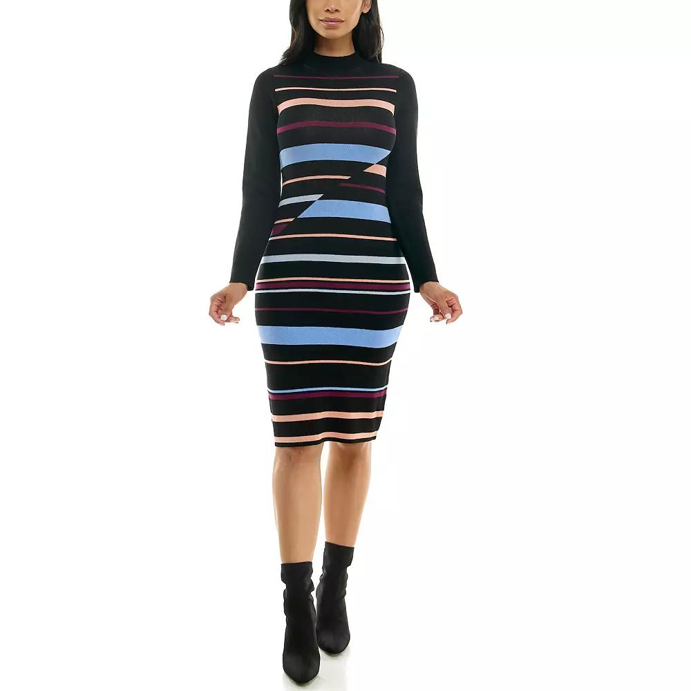 Women's Nina Leonard Ribbed Stripe Sweater Dress,  Product Image