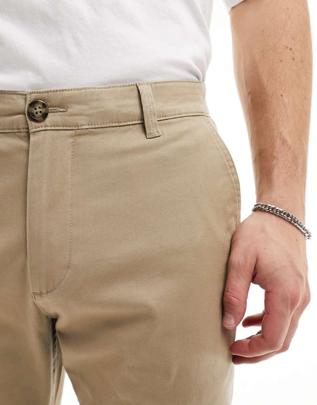 Selected Homme Bill slim fit chino pants in beige Product Image