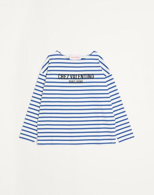 VALENTINO Garavani Men Embroidered Cotton T-shirt In Stripped Product Image