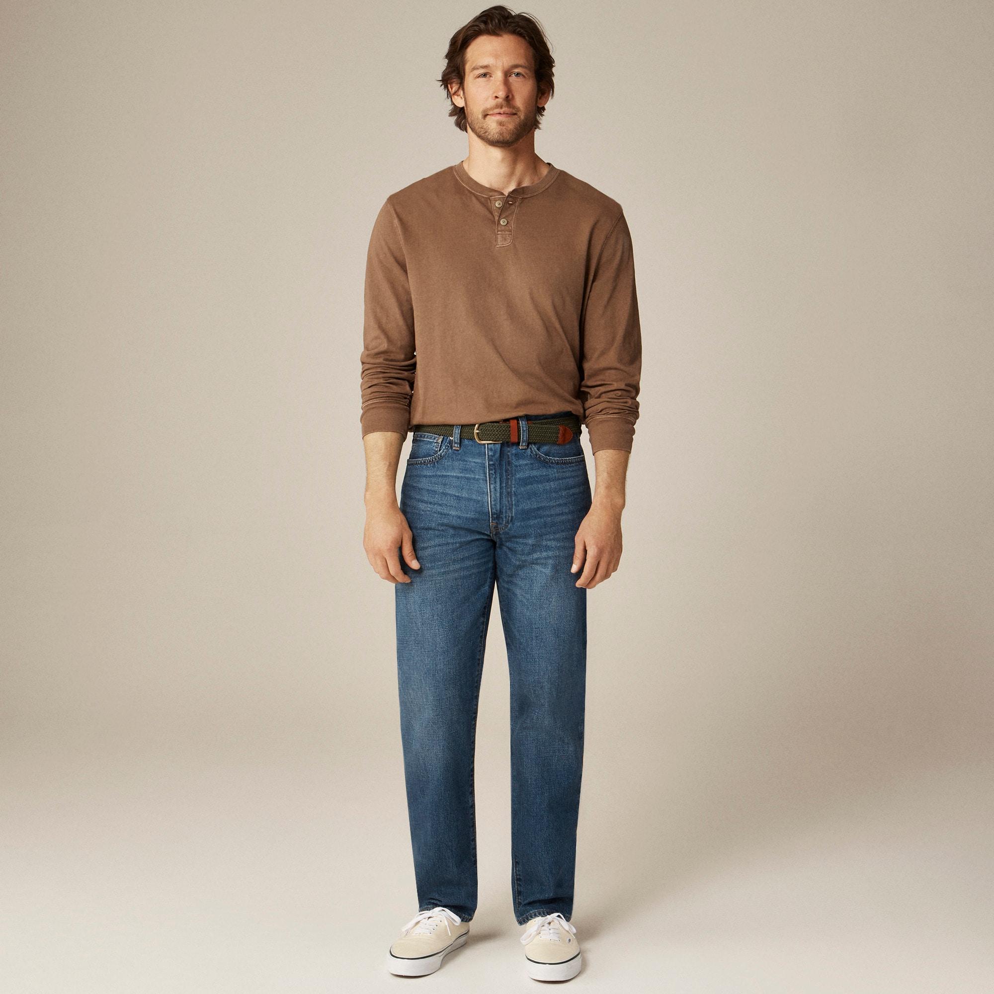 Vintage-wash cotton henley Product Image