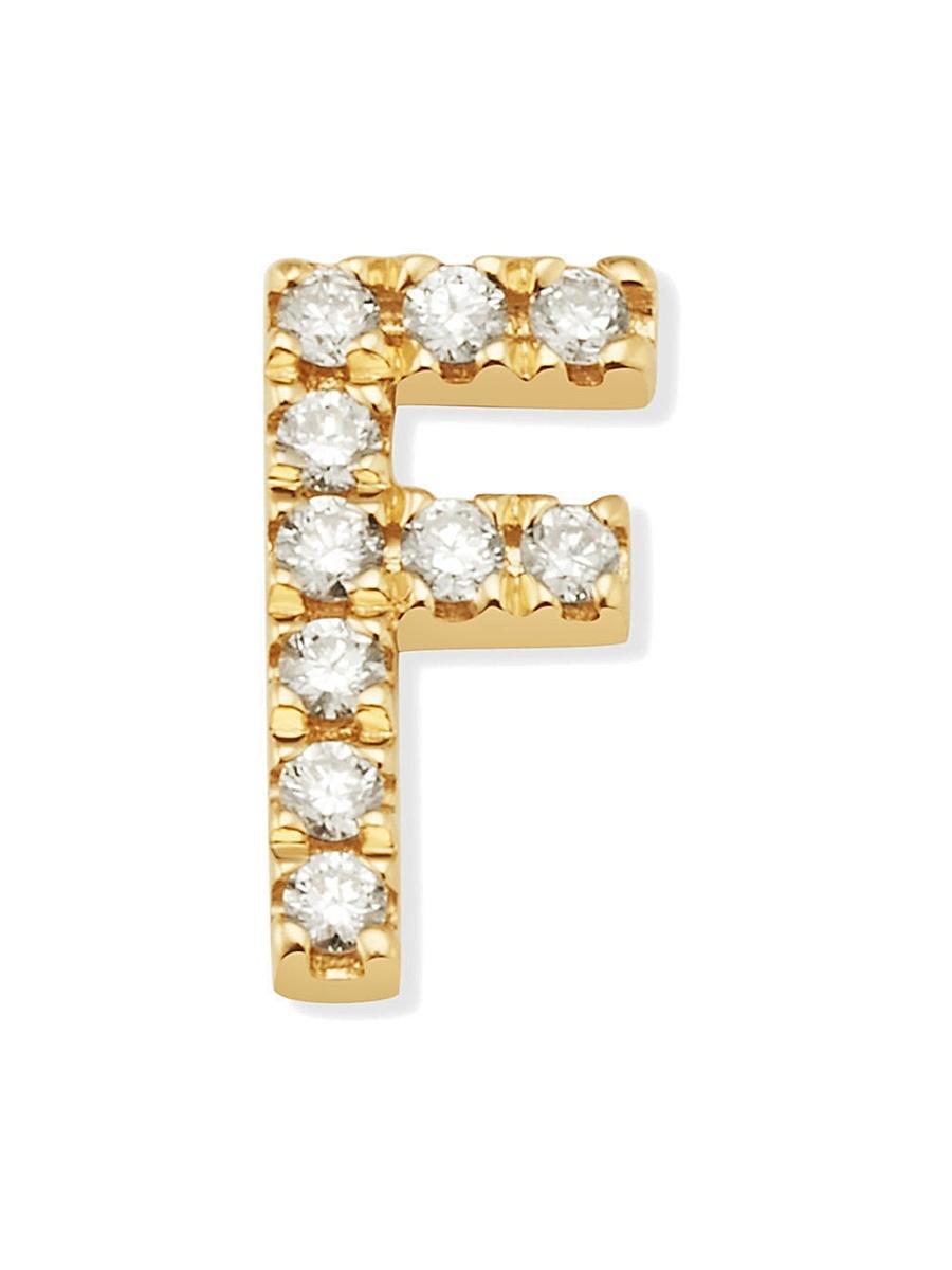 Womens 14K Yellow Gold Luxe Letter Diamond Initial Single Stud Earring Product Image