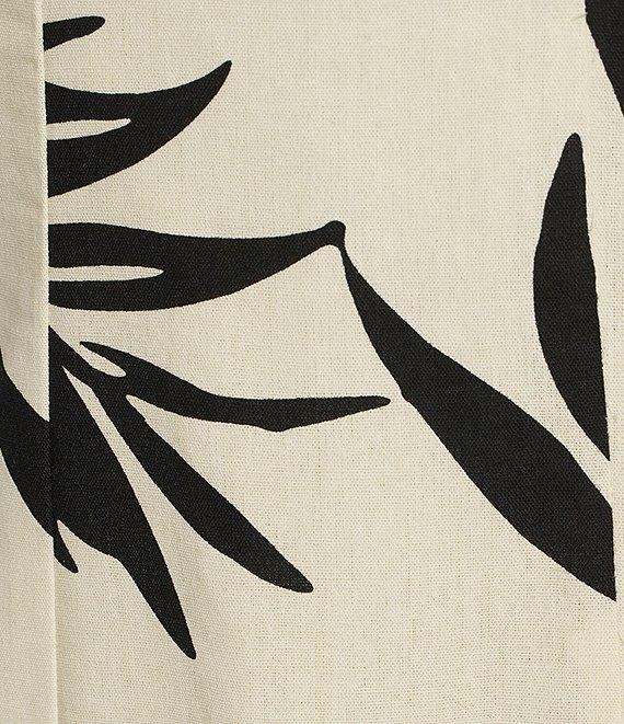 GB Tie Shoulder Tropical Palm Leaf Linen Blend Midi Dress Product Image