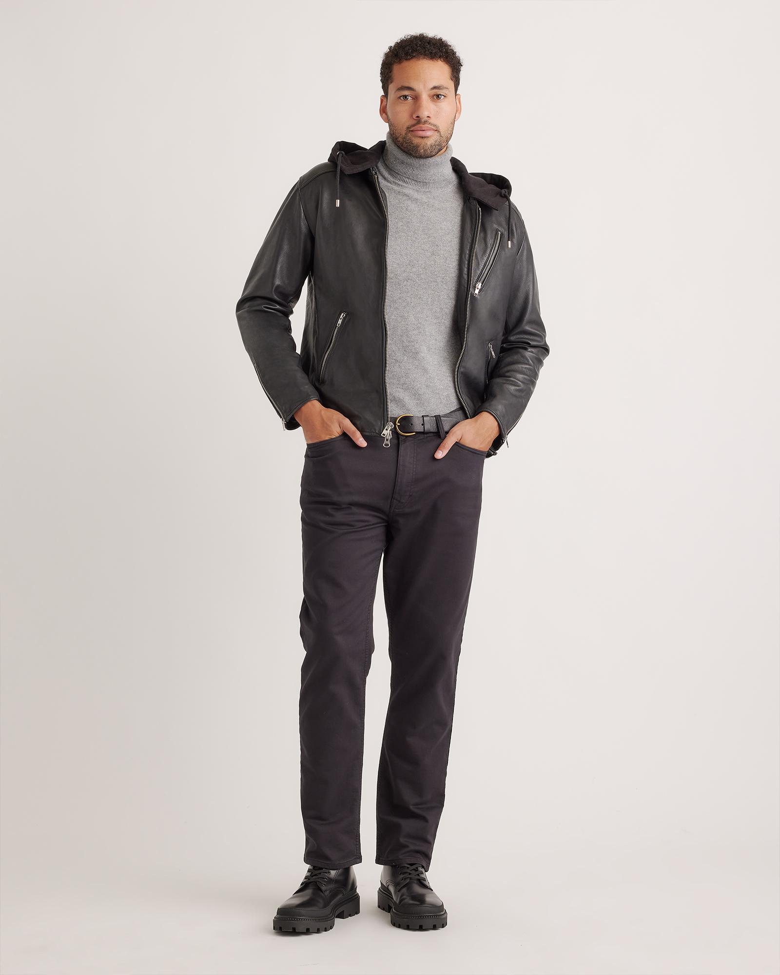 Quince | Men's 100% Washed Leather Jacket with Hood Product Image