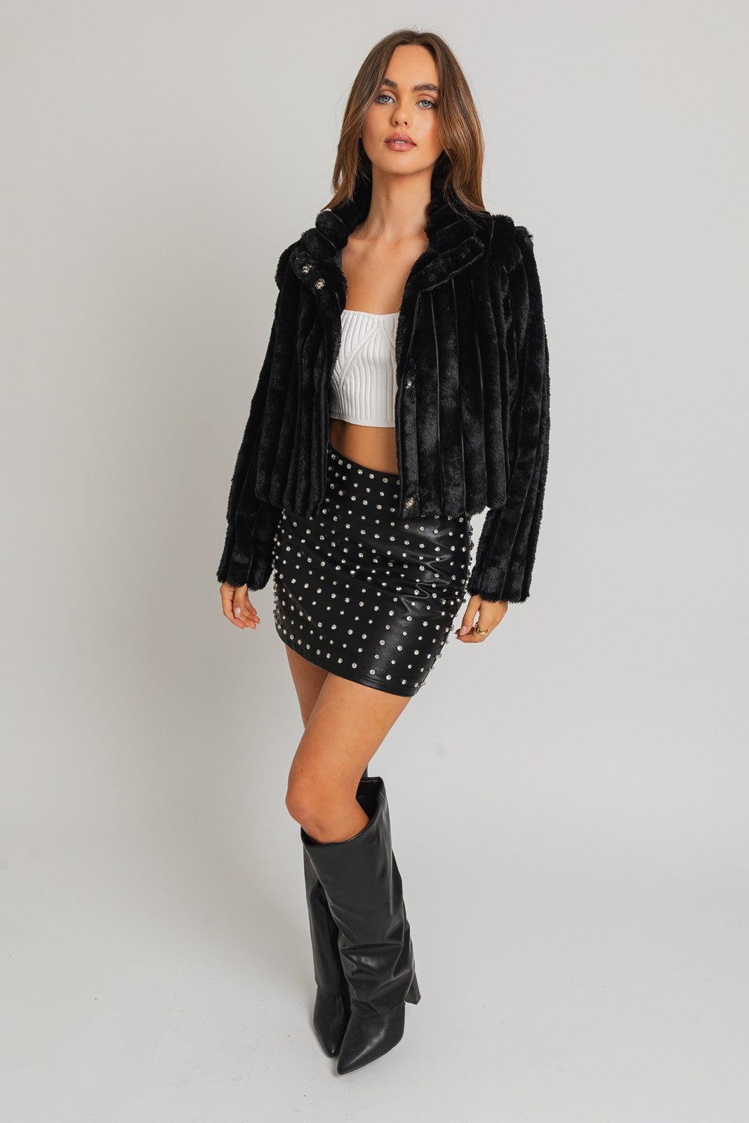 Faux Fur Crop Jacket Product Image