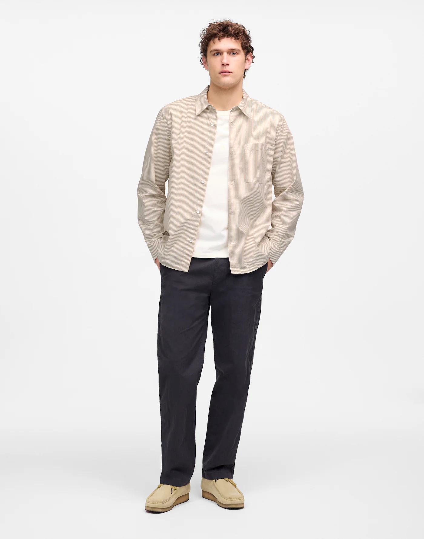 Straight-Hem Cotton Button-Up Shirt Product Image