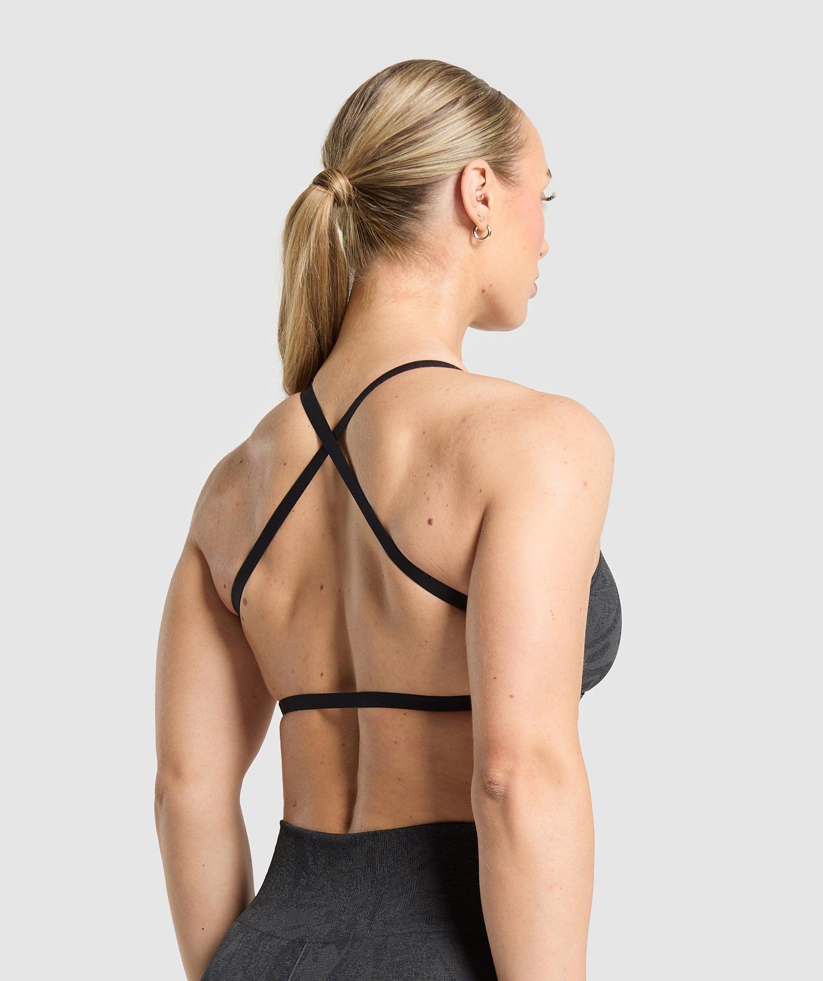 Gymshark Adapt Camo Cross Back Sports Bra - Asphalt Grey/Black Female Product Image