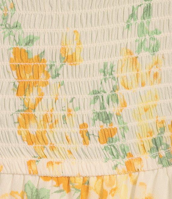 Blu Pepper Sleeveless Smoke Floral Tiered Ruffle Midi Dress Product Image